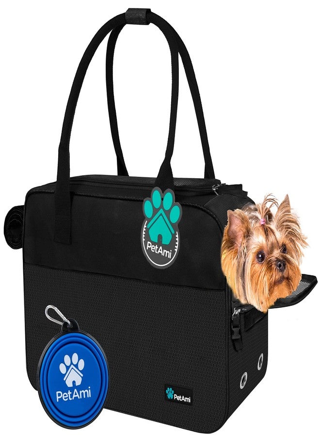 PetAmi Dog Purse Carrier for Small Dogs, Airline Approved Soft Sided Pet Carrier with Pockets, Ventilated Dog Carrying Bag for Puppy Cat, Dog Travel Supplies Bag, Sherpa Bed, Max 12 lbs, Black - Image 1